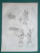 MYTHOLOGY Spirits Deities Lares Silvanus Agathodaemon of Greeks - 1804 Print