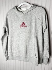 Adidas Hoodie Womens XL Gray Fleece Raglan Pullover Logo Athletic Front Pockets