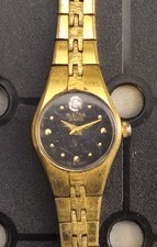 Vintage 80s Bulova Dress Watch Womens Black Dial 16mm 1986 P6 New Battery 6.25"