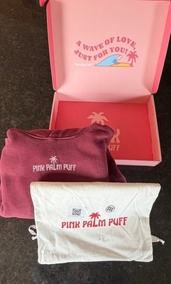 XXS Cherry Pink Palm Puff Live in the Moment Hoodie INCLUDES Box And Bag