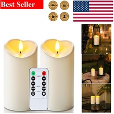 Remote-Controlled Outdoor Waterproof Flameless Candles, Set of 2, Ivory White