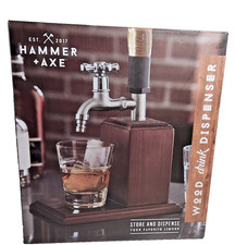 Hammer & Axe Wood Drink Dispenser Your Favorite Liquor