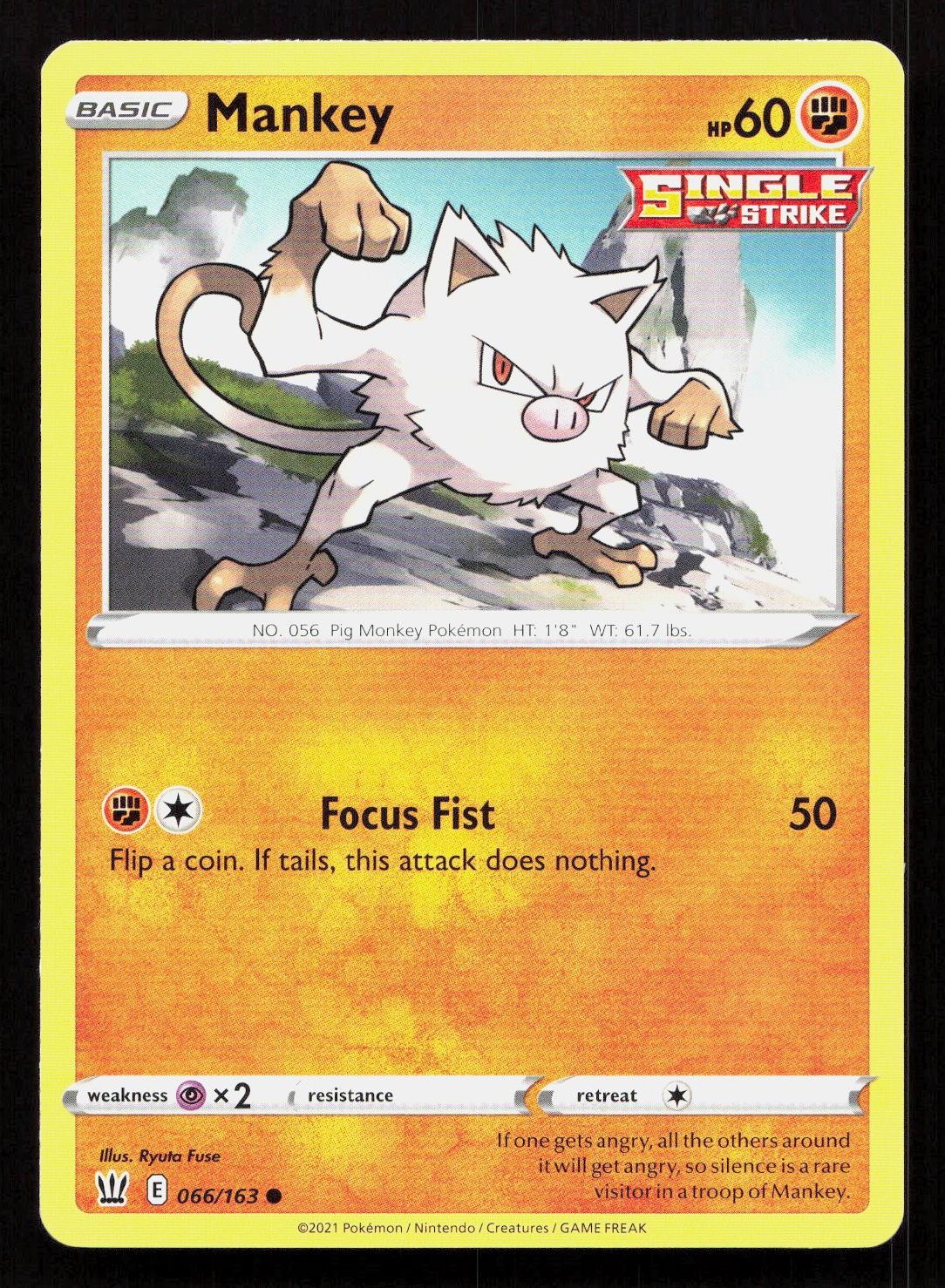 Pokemon MANKEY 066/163 BATTLE STYLES