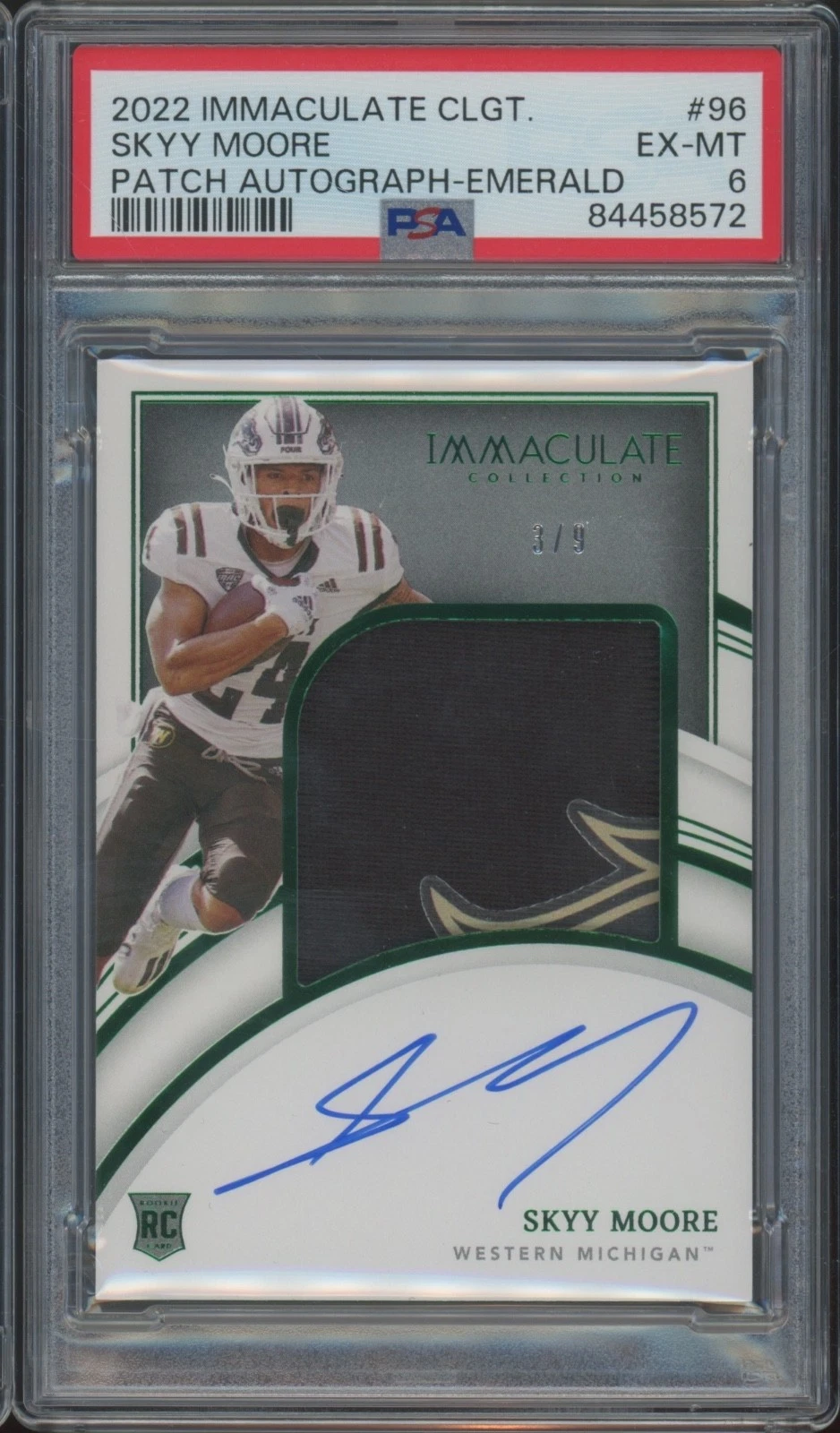 Skyy Moore Panini Immaculate Collection Collegiate #96 Patch Autograph-Emerald