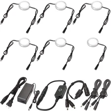 Shelf Lighting Fixture, 120V Corded Under Cabinet LED Puck Light Strip, Daisy...