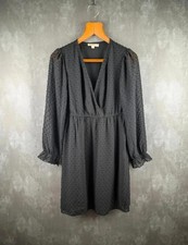 Rebellion Dress Womens Small S Black Dobby Print Chiffon Tea Dress