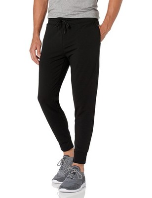 Men's Active Basic Fleece Jogger Sweatpants, Black, Large
