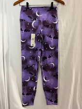 New No Boundaries Cotton Ankle Leggings Bats Moon Purple Women U pick size