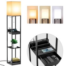 Shelf Floor Lamps for Living Room,Tall Standing Lamp with Shelves and Drawer,...