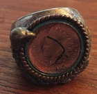 Vintage 1902 Indian Head Penny Gold Exchange Sterling Silver Ring Size 15
