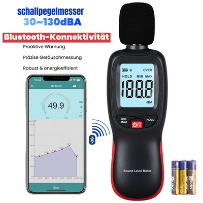 Digital Schallpegelmessgerät  Mit Bluetooth & Alarm 130dBA SPL schallpegelmesser