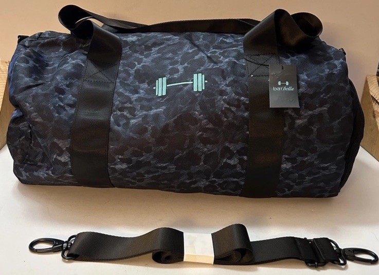 Duffel Bag Barbella Blue & Black Barrel With Shoe Compartment New