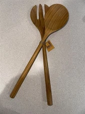 Be Home 13" Large 2 PC Serving Set Teak NWT