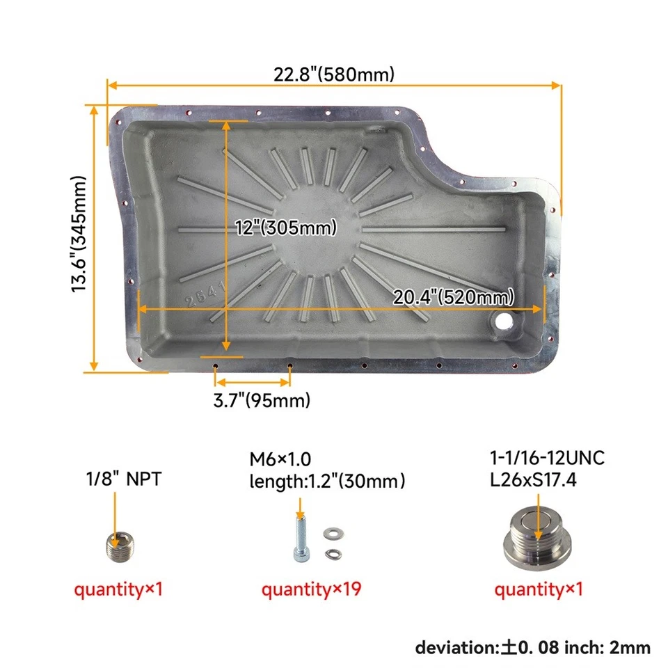 Pan profundo de transmisión 6R140 de alta resistencia para Ford F250/F350 11-19 6,7 L V8 negro Foto 4 de 4