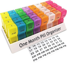 Monthly Pill Organizer 2 Times a Day, 30 Day One Month Pill Box AM/PM, Weekly