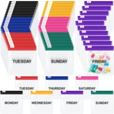 70 Pcs Weekly Pill Pouch Bags Zippered Reusable Medicine Organizer Set Self S...