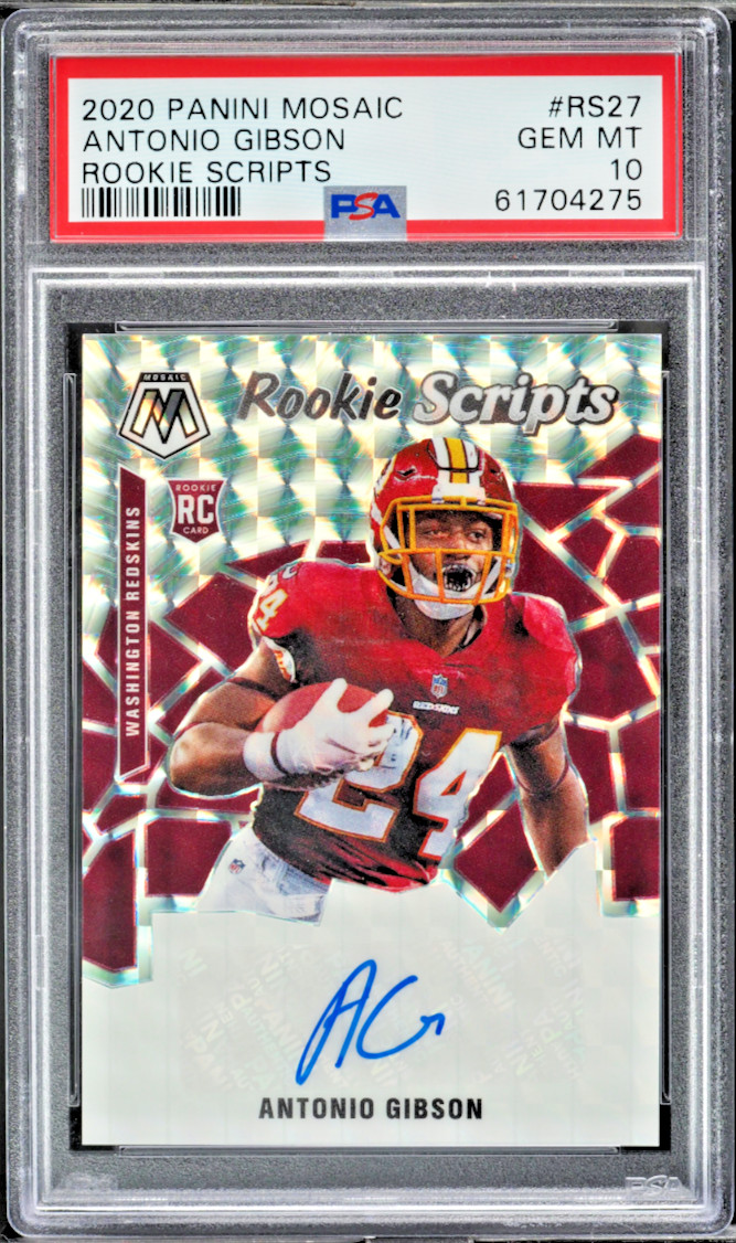 ANTONIO GIBSON 2020 Panini Mosaic Rookie Scripts Autograph PSA 10 Gem Mint