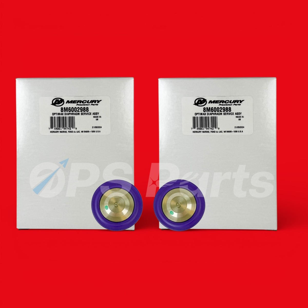 まる Mercury Optimax Fuel/ Air Rail Diaphragms - 8M6002988 x2 - NEW