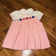 vintage youngland girls dress. Pink Pleated Hearts. 4t READ