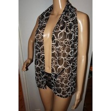 Vintage Black  White Circular Pattern Scarf pinup retro rockabilly head wrap