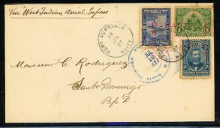 HAITI Early Aerophilately: LOT #7 1927 JUL WIAE PORT AU PRINCE STO DOMINGO $$$