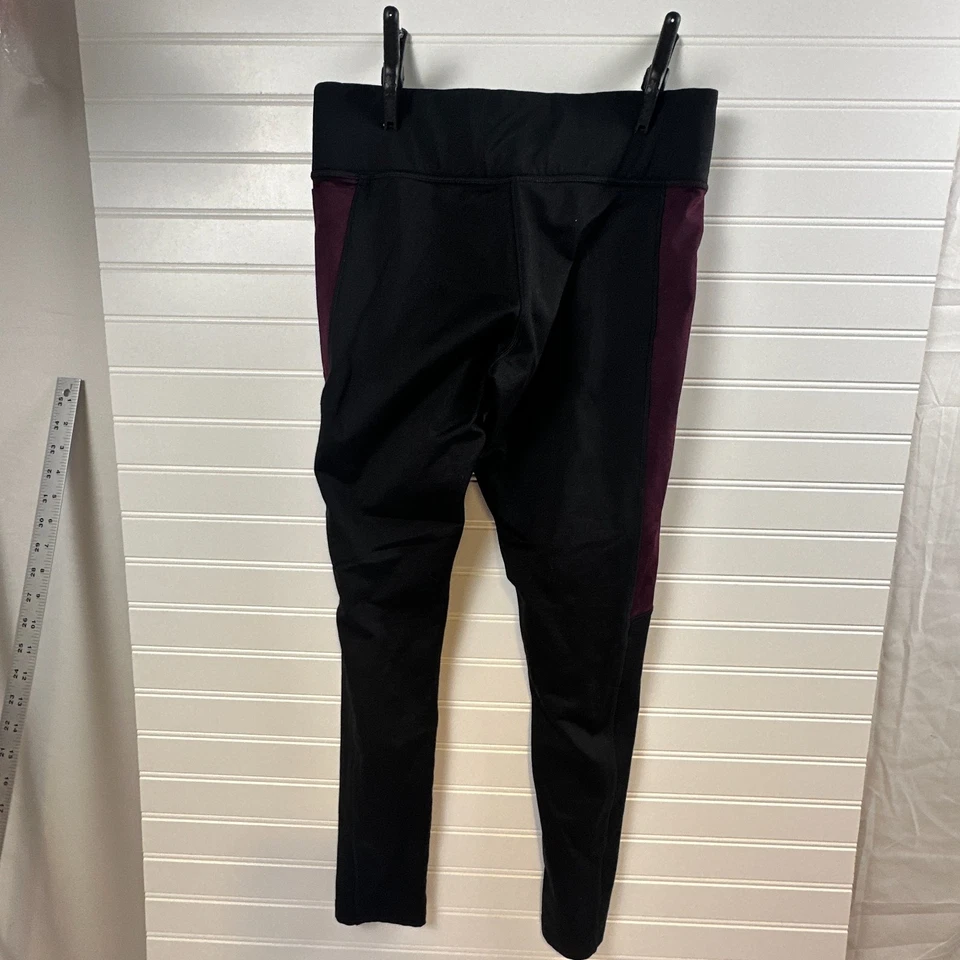 Victoria’s Secret Pink Cozy Leggings Womens Black Burgundy Waistband Medium - Image 3 of 4