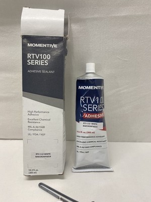 MOMENTIVE RTV100 (RTV112) IND ADHESIVE CAULK, 10.3 OZ TUBE (300 ML), WHITE. NEW.