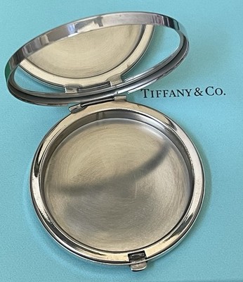Tiffany & Co. 2.5  Round Sterling Silver Compact Powder Makeup Mirror 70 Grams