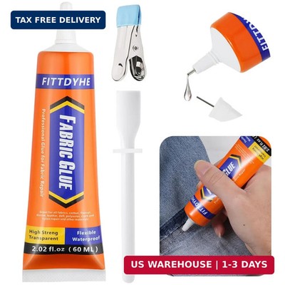 FITTDYHE Fabric Glue Permanent, 60 ML Washable Clear Clothing Glue, Super Fabric