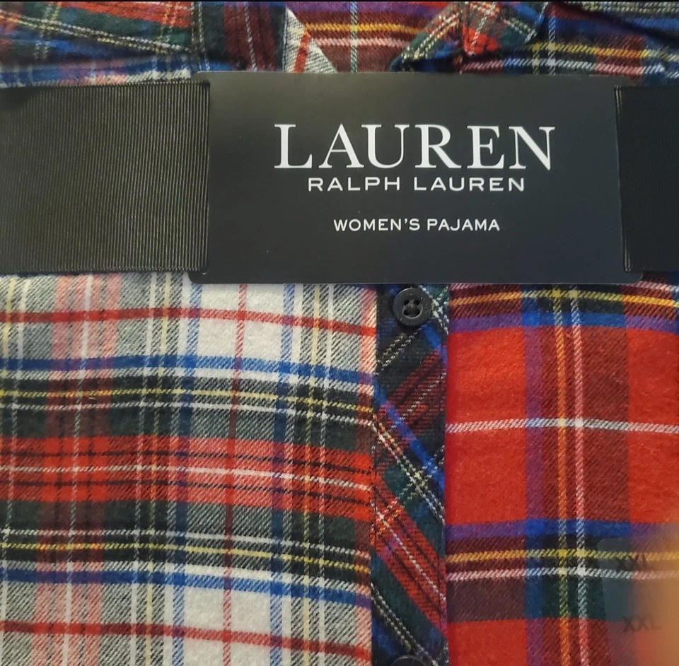 Pijama para mujer Ralph Lauren rojo cepillado a cuadros venta al por menor $88 Foto 3 de 4