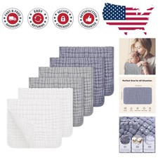 100 Cotton Muslin Burp Cloths - 20''x10'' Soft  Versatile 6-Pack