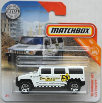 Matchbox Hummer H2 SUV weiß Construct Tech´s Neu/OVP Geländewagen Mattel MBX  - Bild 1 von 4
