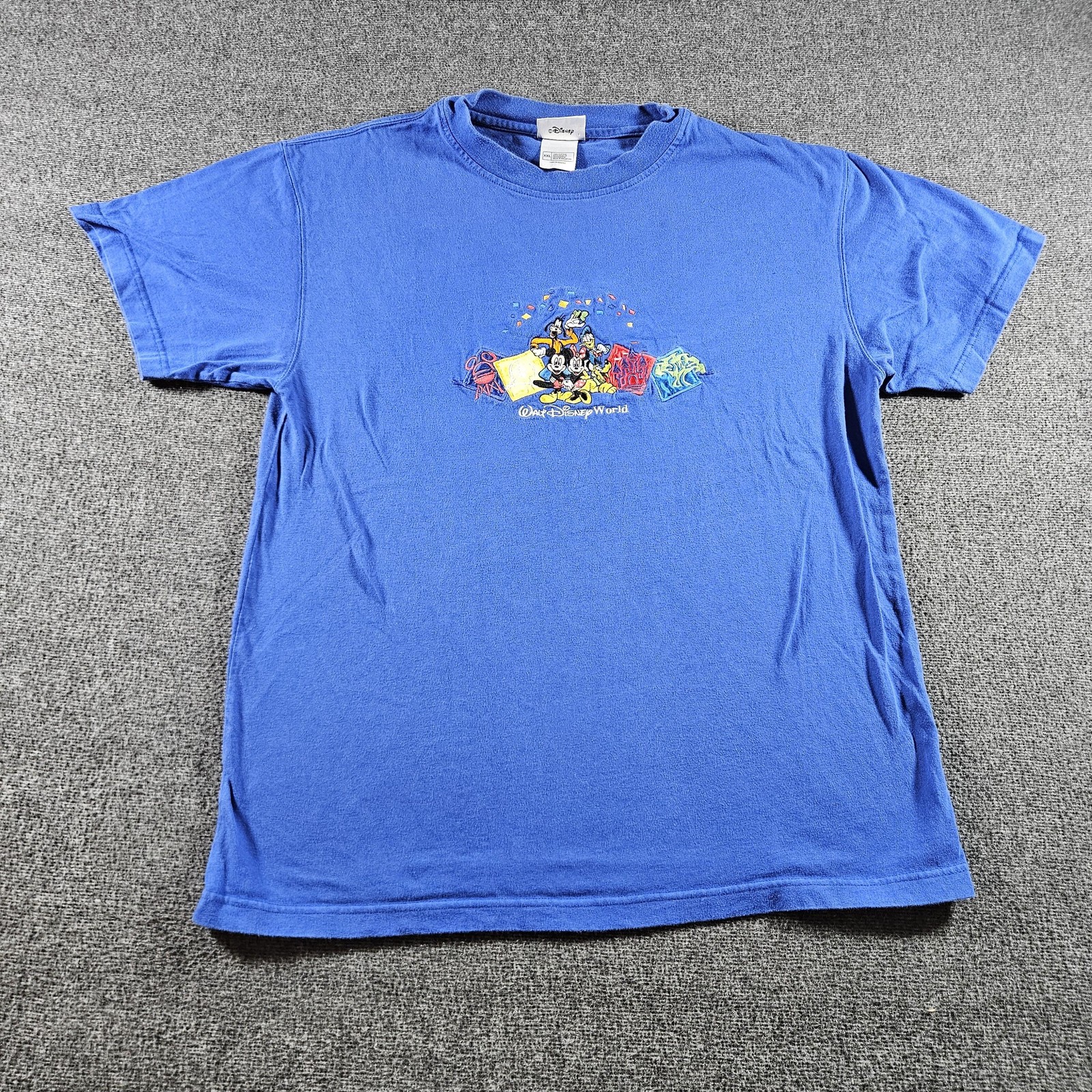 Vintage Walt Disney World Shirt Mens 2XL Blue Mickey Friends Graphic 2000s