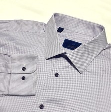 David Donahue Mens Dress Shirt 17 34/35 Cotton Light Long Sleeve