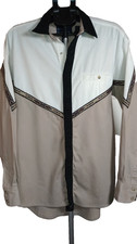 Vintage Wrangler Cowboy Western Aztec Pearl Snap Button Up Shirt Medium READ 
