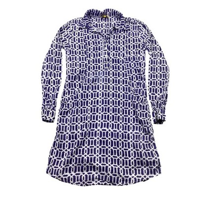 Roberta Roller Rabbit Purple Geometric Block Print Cotton Tunic Dress XS