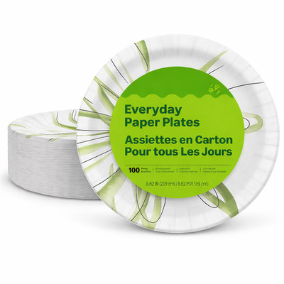 Disposable Paper Plates 8.62 Inch 100 Count Party Picnic Strong Plates