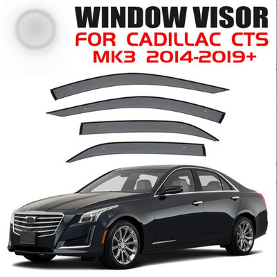 Black Visor Vent Shades Sun Rain Guard 4X For Cadillac CTS 2016-2019 
