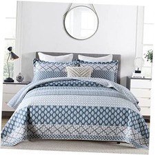 Quilt King Size - 100 Long-Staple Cotton King 98"x106" Blue/Gray grey 