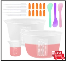 Silicone Resin Measuring Cups Tool Kit, Non-Stick Large Silicone Bowls for Ep...