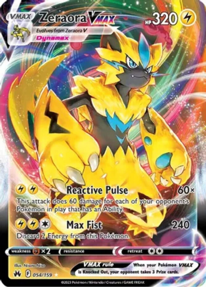 Pokemon Zeraora VMAX - 054/159 - Ultra Rare NM-Mint Crown Zenith
