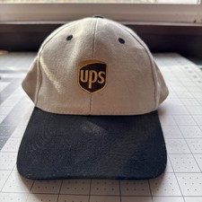 Vintage UPS Hat Black Brim AMC deluxe Headwear Adjustable Tan Beige 