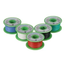 BNTECHGO 18 Gauge Silicone Wire Kit Red Black White Blue and Green Each 25ft ...