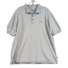 Tommy Bahama Men Emfielder Polo Shirt Light Gray Marlin Logo Size L Short Sleeve