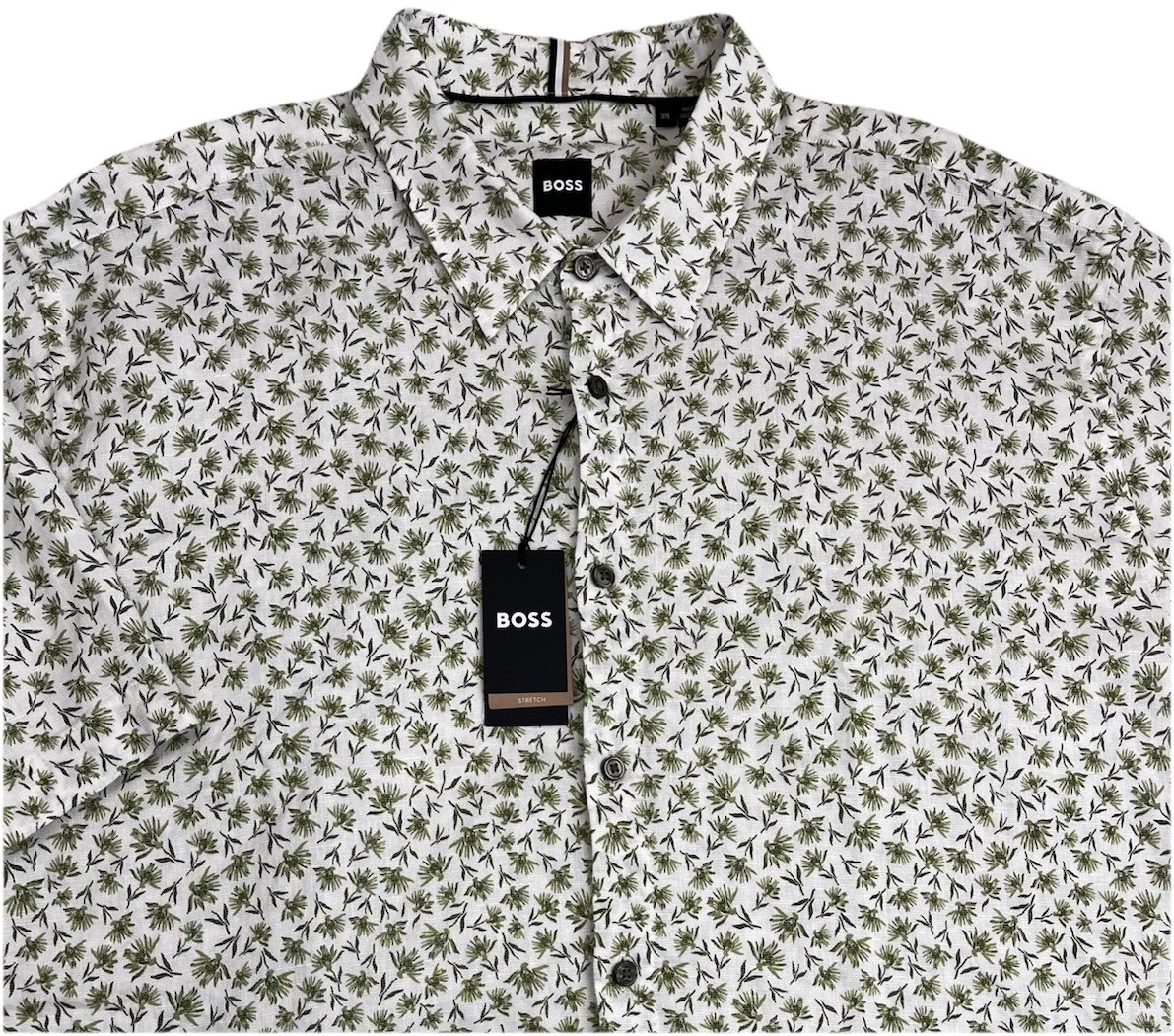 Men's Hugo Boss Roan Kent Short Sleeve Shirt 3XL Floral Print Linen Blend NEW