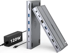 USB C Docking Station 3 Monitors with 120W Power Adapter, 4URPC Displaylink Dock