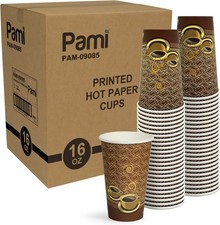 PAMI Disposable 16oz Coffee Cups 1000ct Paper Hot To-Go Cups for Coffee Tea Bulk