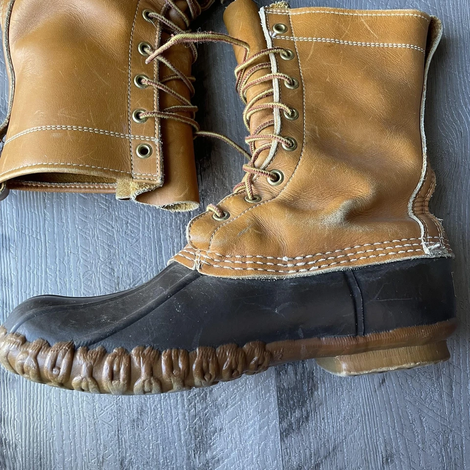 LL Bean Boots Mens 7 womens 8.5 Brown Leather Maine Hunting Shoe Made USA - Image 3 of 4