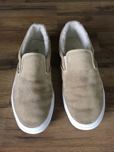 suede slip on vans with fur
