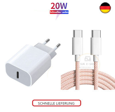 20W Schnellladegerät, Rosa 60W Schnellladekabel für iPhone 15 Plus Pro Max